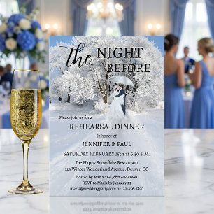 Winter Wonderland Fine Art Rehearsal Dinner Invitation