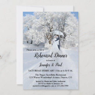 Winter Wonderland Fine Art Rehearsal Dinner Invitation