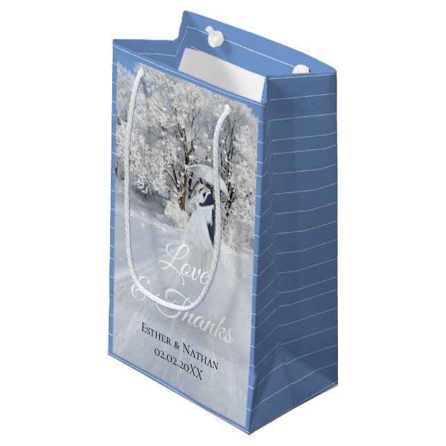 Winter Wonderland Fine Art Wedding Favor Small Gift Bag (Front Angled)