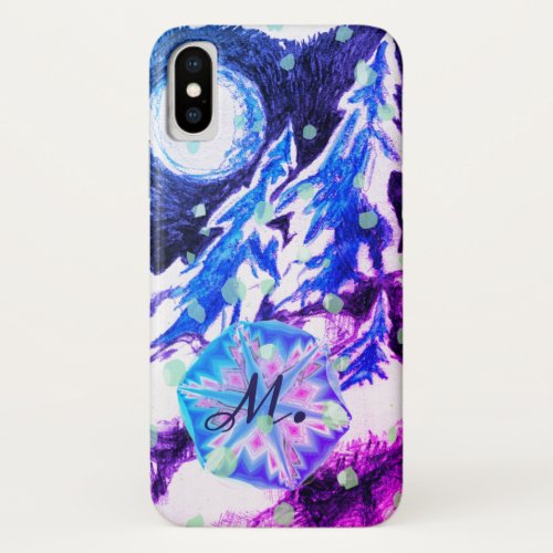 Winter Wonderland Fir Trees in Moonlight  Snow iPhone X Case