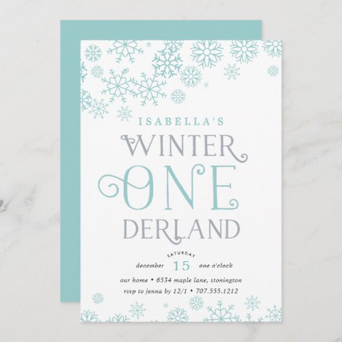 Winter Wonderland First Birthday Party Invitation