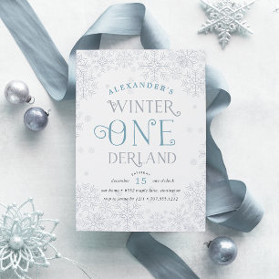 Winter Wonderland First Birthday Party Invitation