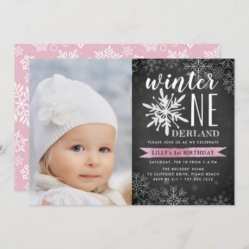 Winter Wonderland First Birthday Party Photo Invitation