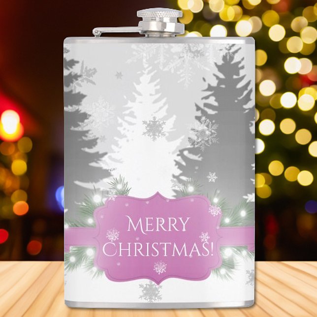 Winter Wonderland Flask - Magenta (Magenta Winter Wonderland Flask)