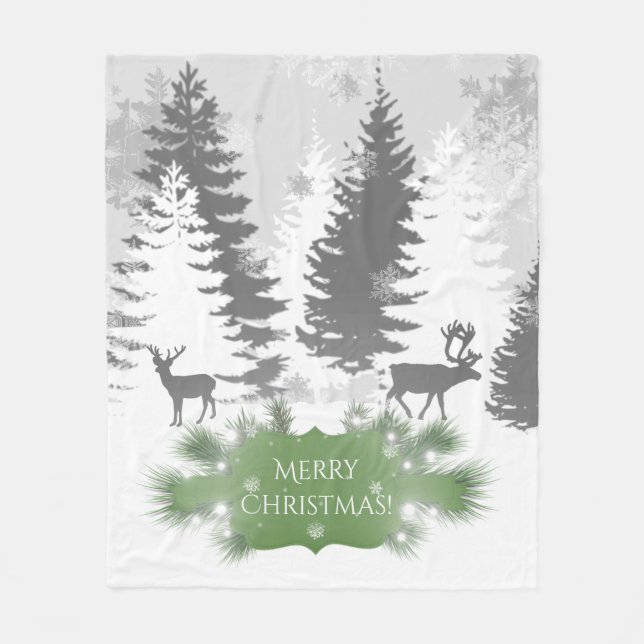 Winter Wonderland Fleece Blanket - Green (Front)