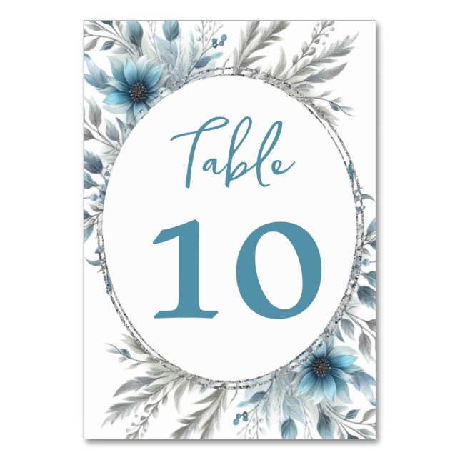 Winter Wonderland Floral Table Number (Front)