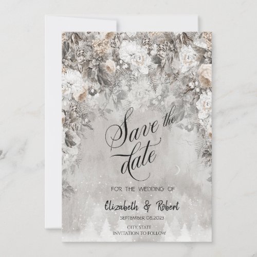 Winter Wonderland Flowers Forest Save The Date
