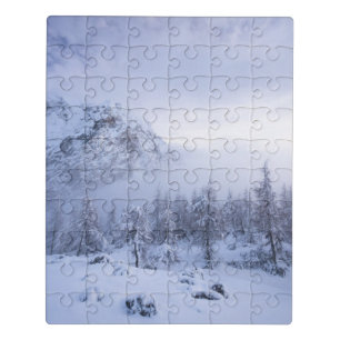 Winter wonderland, fog, spruce forest and mountain jigsaw puzzle