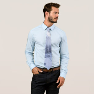 Winter wonderland, fog, spruce forest and mountain neck tie