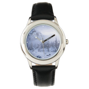Winter wonderland, fog, spruce forest and mountain watch