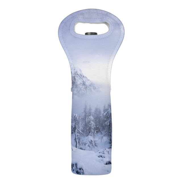 Winter wonderland, fog, spruce forest and mountain wine bag (Front)