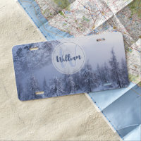 Winter wonderland fog spruce forest snow monogram