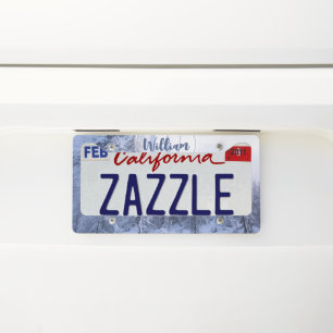 Winter wonderland fog spruce forest snow monogram license plate frame