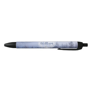 Winter wonderland fog spruce forest snow monogram pen