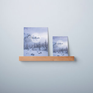 Winter wonderland fog spruce forest snow monogram picture ledge