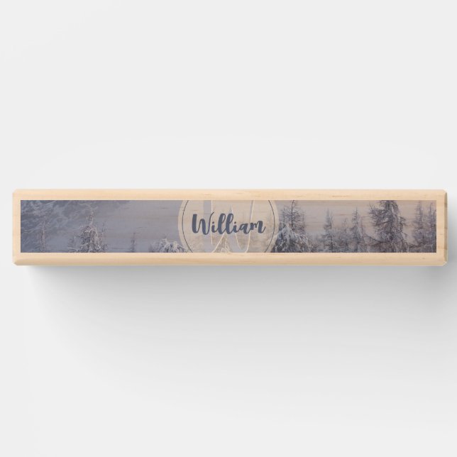 Winter wonderland fog spruce forest snow monogram topple tower (Front)