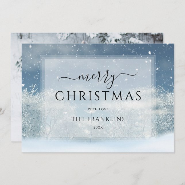 Winter Wonderland Forest Photo Christmas Holiday Card (Front/Back)