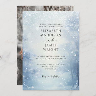Winter Wonderland Forest Photo Wedding Invitation