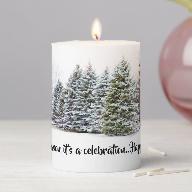 Winter Wonderland Forest  Pillar Candle (In Situ)
