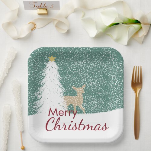 Winter Wonderland Forest Snow Christmas Paper Plat Paper Plates