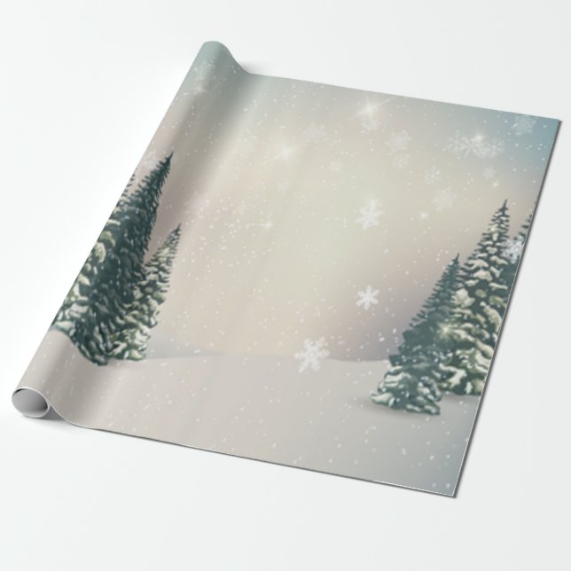 Winter Wonderland, Forest,Snow Holiday Wrapping Paper (Unrolled)