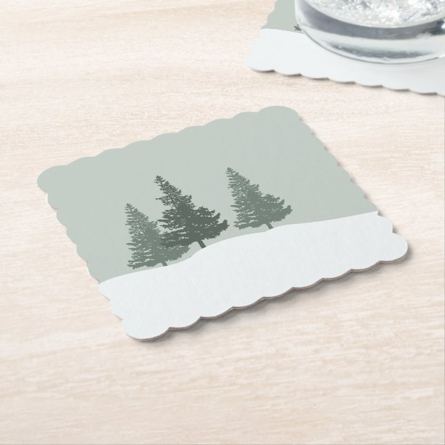 Winter Wonderland Forest Trees  Paper Coaster (Angled)