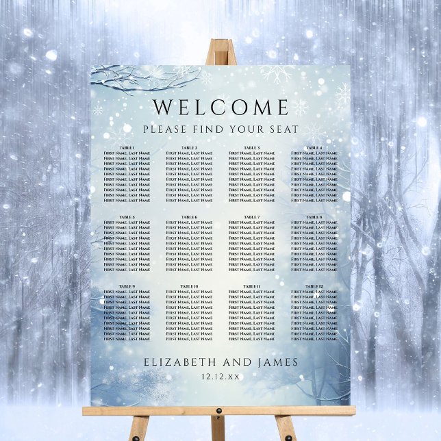 Winter Wonderland Forest Wedding Seating Chart Foam Board (Winter Wonderland Forest Wedding Seating Chart Foam Board)