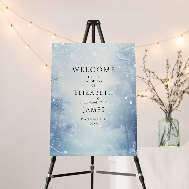 Winter Wonderland Forest Wedding Welcome Sign (In Situ (Stand))