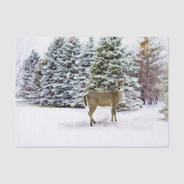 Winter Wonderland Forest with Deer Christmas Craft Tissue Paper (Front)