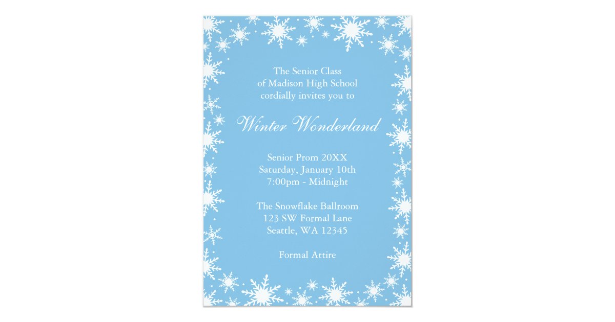 Winter Wonderland Formal Prom Dance Ball Invitation Zazzle Com