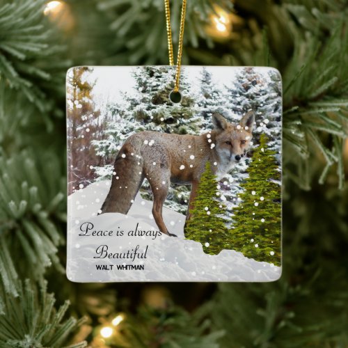 Winter Wonderland Fox Ceramic Ornament