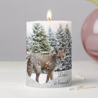 Winter Wonderland Fox Pillar Candle
