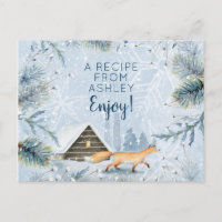 Winter Wonderland Fox Xmas Christmas Recipe Card