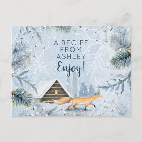 Winter Wonderland Fox Xmas Christmas Recipe Card