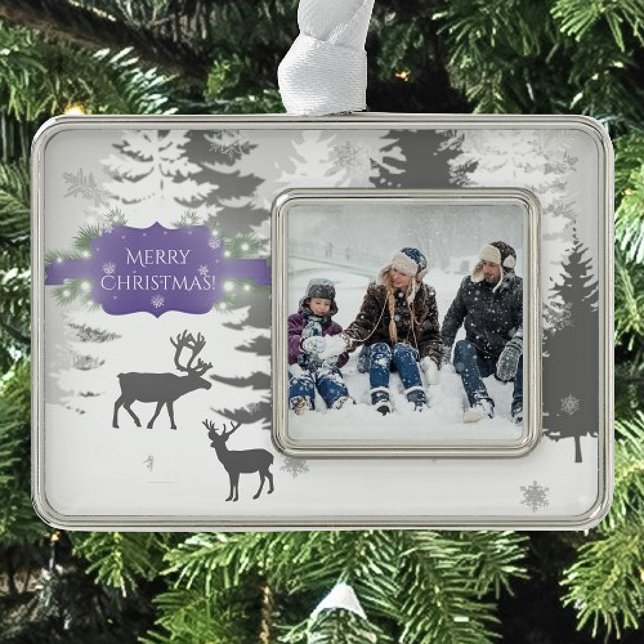Winter Wonderland Framed Ornament - Purple (Purple Winter Wonderland Framed Ornament)