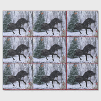 Winter Wonderland Friesian Horse Wrapping Paper