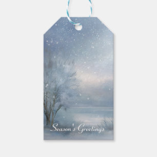 Winter Wonderland Frosted Lake Snowy Forest Gift Tags