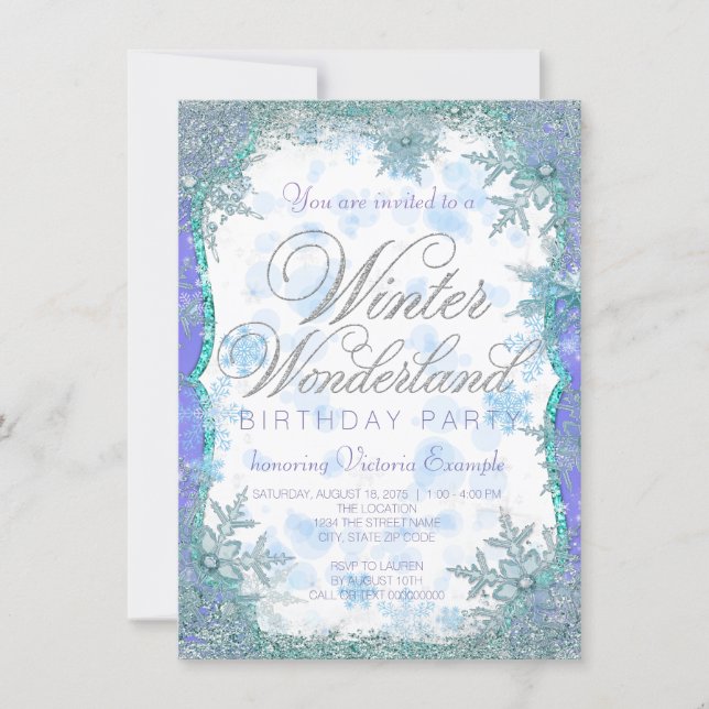 Winter Wonderland Frozen Birthday Party Invitation (Front)