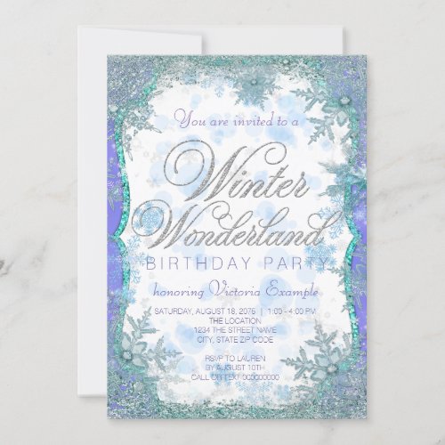 Winter Wonderland Frozen Birthday Party Invitation