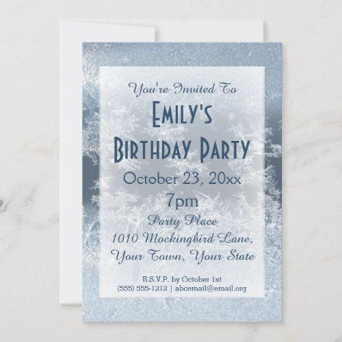 Winter Wonderland Frozen Frost Ice Birthday Party Invitation