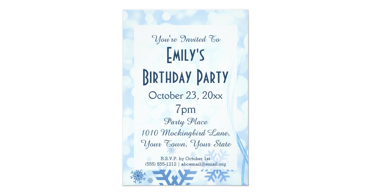 Winter Wonderland Frozen Frost Ice Birthday Party Invitation Zazzle