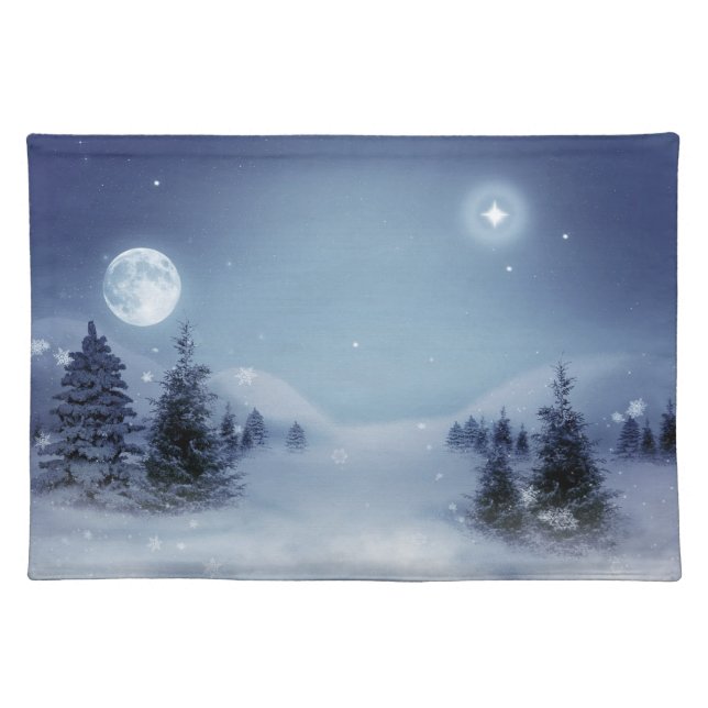 Winter Wonderland Frozen Meadow Night Placemat (Front)