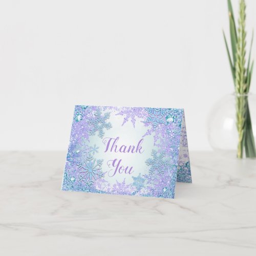 Winter Wonderland Frozen Snowflake Thank You Cards