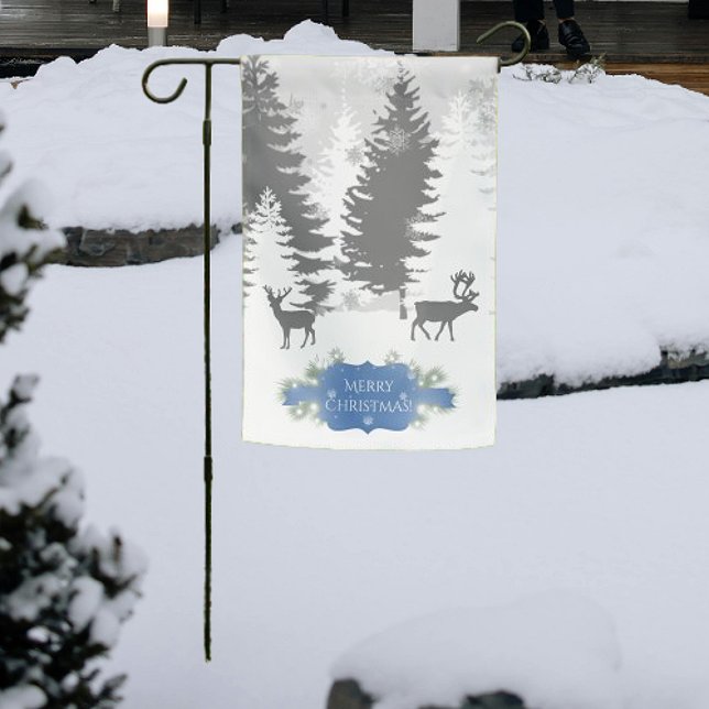 Winter Wonderland Garden Flag - Blue (Blue Winter Wonderland Christmas Garden Flag)