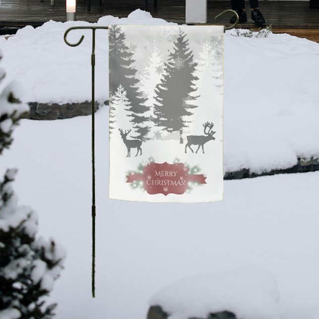 Winter Wonderland Garden Flag - Red (Red Winter Wonderland Christmas Garden Flag)