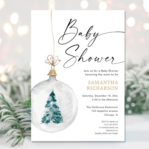 Winter wonderland gender neutral baby shower invitation