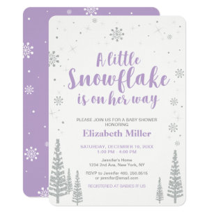 purple and silver baby shower invitations