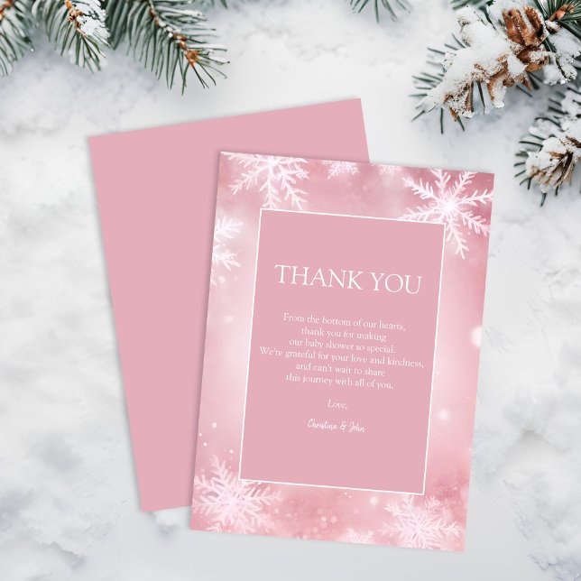 Winter Wonderland Girl Baby Shower Thank You Card (Creator Uploaded)