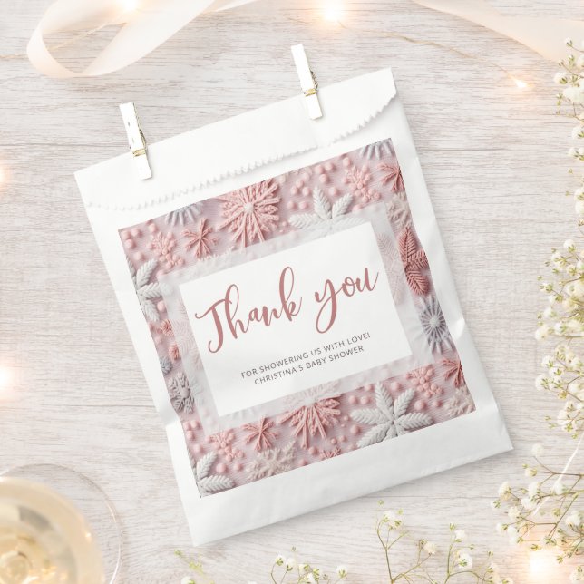 Winter Wonderland Girl Baby Shower Thank You Favor Bag (Clipped)