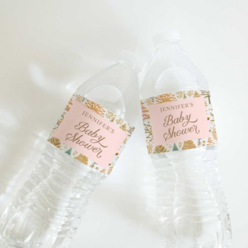 Winter Wonderland Girl Baby Shower Water Bottle Label
